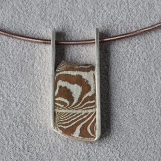 Mokume Gane Kettenanhänger aus 925/- Silber und Kupfer